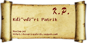 Kővári Patrik névjegykártya